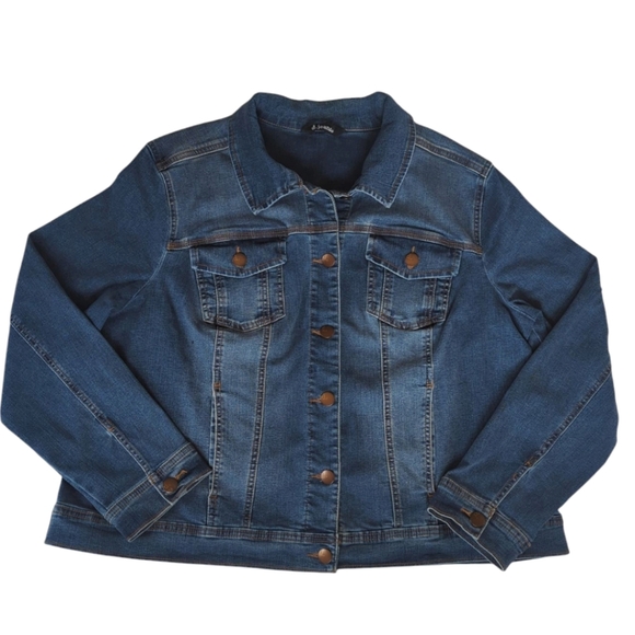 d. jeans Jackets & Blazers - D. Jeans Distressed Denim Button Up Truckers Jean Jacket 1X Blue Pockets